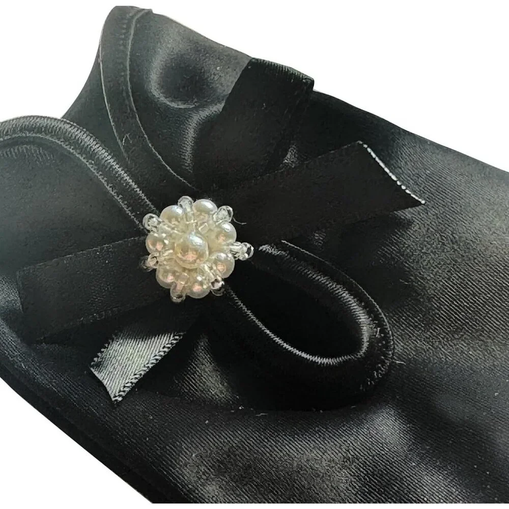 Women's Wrist Black Short Floral Lace Bow Gloves Elegance Wedding Dinner Party